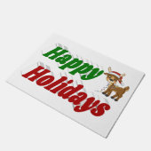 ハッピーホリデーズトナディアクリスマスタイポグラフィ ドアマット (アングル)