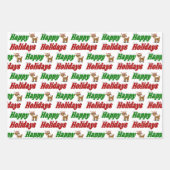 ハッピーホリデーズトナディアクリスマスタイポグラフィ ラッピングペーパーシート (正面)