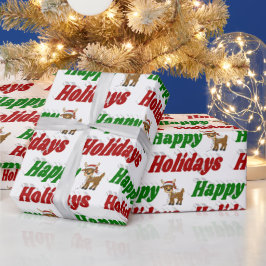 ハッピーホリデーズトナディアクリスマスタイポグラフィ ラッピングペーパー