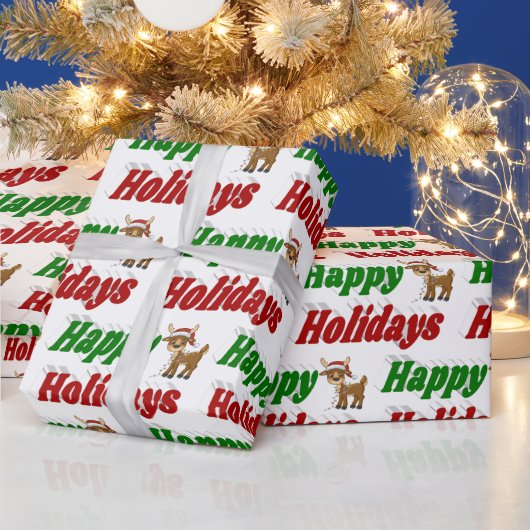 ハッピーホリデーズトナディアクリスマスタイポグラフィ ラッピングペーパー (クリスマス)