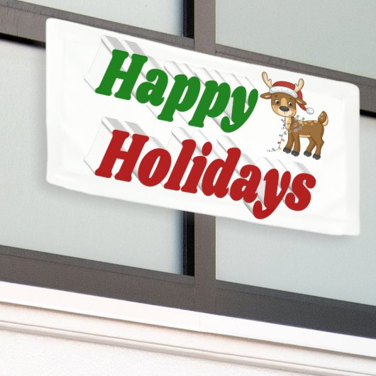 ハッピーホリデーズトナディアクリスマスタイポグラフィ 横断幕 (ビルの外側)