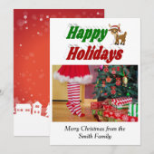 ハッピーホリデーズトナディアクリスマスフォトタイポグラフィ シーズンカード (正面/裏面)