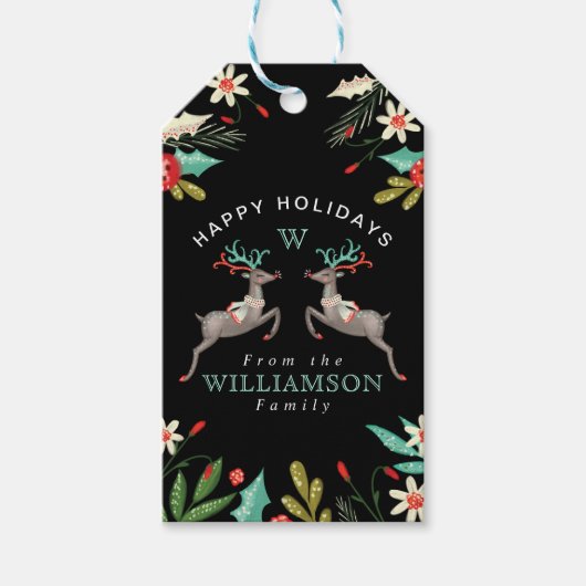 ハッピーホリデーズトナディアモノグラム&フェスティバルリーフ ギフトタグ (正面)