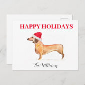 ハッピーホリデーズドッグダッシュントエレガントウォーター色 シーズンポストカード (正面/裏面)