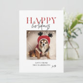 ハッピーホリデーズドパーソナライズされたッグフォトファミリー  シーズンカード (スタンド正面)