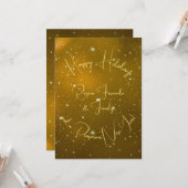 ハッピーホリデーズニューイヤースターズ金ゴールドタイポグラフィ カード (正面/裏面インサイチュ)