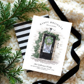 ハッピーホリデーズニューホームブラックアイアンウォーターカラードア シーズンカード