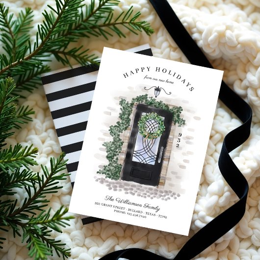 ハッピーホリデーズニューホームブラックアイアンウォーターカラードア シーズンカード