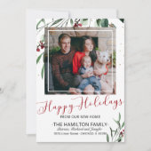 ハッピーホリデーズニューホームムービングアナウンスメントフォト シーズンカード (正面)