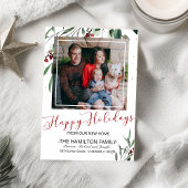 ハッピーホリデーズニューホームムービングアナウンスメントフォト シーズンカード