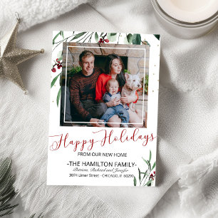 ハッピーホリデーズニューホームムービングアナウンスメントフォト シーズンカード