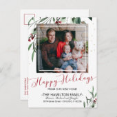 ハッピーホリデーズニューホームムービングアナウンスメントフォト シーズンポストカード (正面/裏面)