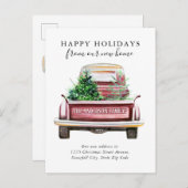 ハッピーホリデーズニューホームヴィンテージレッドトラックムービング 案内ポストカード (正面/裏面)