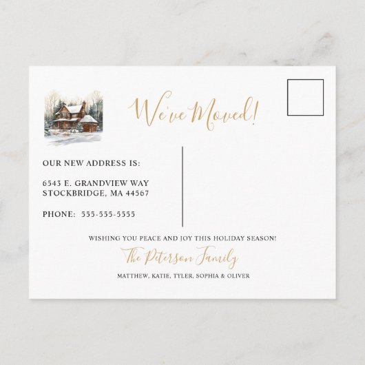 ハッピーホリデーズニュー素朴ホームムービング 案内ポストカード (裏面)