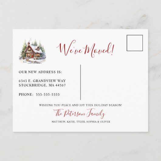 ハッピーホリデーズニュー素朴ホームムービング 案内ポストカード (裏面)