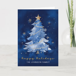 ハッピーホリデーズネイビーエレガント金ゴールドクリスマス カード