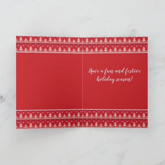 ハッピーホリデーズノルディックパターンフォトグリーティング カード (内部)