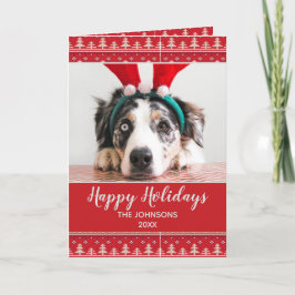 ハッピーホリデーズノルディックパターンフォトグリーティング カード