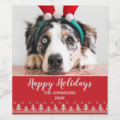 ハッピーホリデーズノルディックパターンフォト ワインラベル (シングルラベル)