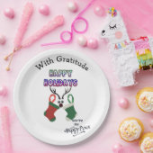 ハッピーホリデーズハッピープレイスと感謝 ペーパープレート (パーティー)