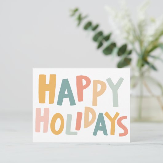 ハッピーホリデーズハンドメイドカスタムクリスマスハガキ シーズンポストカード (スタンド正面)