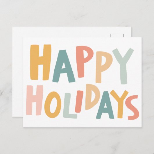 ハッピーホリデーズハンドメイドカスタムクリスマスハガキ シーズンポストカード (正面/裏面)