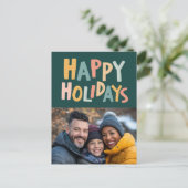 ハッピーホリデーズハンドメイドカスタムフォトクリスマス シーズンポストカード (スタンド正面)