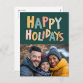 ハッピーホリデーズハンドメイドカスタムフォトクリスマス シーズンポストカード (正面/裏面)