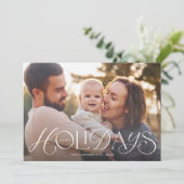 ハッピーホリデーズハンドレタリングホリデーフォトカード シーズンカード (スタンド正面)