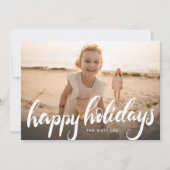 ハッピーホリデーズハンドレタリングホワイトオーバーレイフォト シーズンカード (正面)