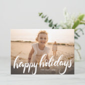 ハッピーホリデーズハンドレタリングホワイトオーバーレイフォト シーズンカード (スタンド正面)
