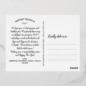 ハッピーホリデーズハンドレターフォトコラージュ金ゴールド 箔シーズンポストカード (裏面)