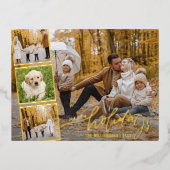 ハッピーホリデーズハンドレターフォトコラージュ金ゴールド 箔シーズンポストカード (正面)