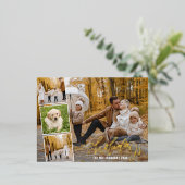 ハッピーホリデーズハンドレターフォトコラージュ金ゴールド 箔シーズンポストカード (立ち正面)