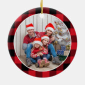 ハッピーホリデーズバッファローチェックファミリーフォト セラミックオーナメント (裏面)