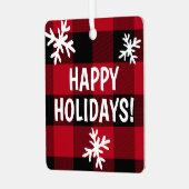 ハッピーホリデーズバッファロープレイドスノーフレーク メタルオーナメント (正面左)