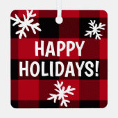 ハッピーホリデーズバッファロープレイドスノーフレーク メタルオーナメント (裏面)