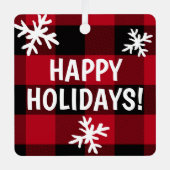 ハッピーホリデーズバッファロープレイドスノーフレーク メタルオーナメント (正面)