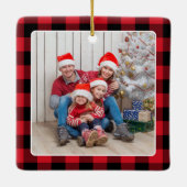 ハッピーホリデーズバッファロープレイドファミリーフォト セラミックオーナメント (裏面)