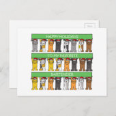 ハッピーホリデーズバーテンダー猫マンガ シーズンポストカード (正面/裏面)