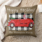 ハッピーホリデーズバーラップレトロレッドトラックスコットランド クッション (ブランケット)