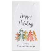ハッピーホリデーズパインツリーウォーターカラークリスマス スモールペーパーバッグ (裏面)