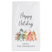 ハッピーホリデーズパインツリーウォーターカラークリスマス スモールペーパーバッグ (正面)