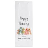 ハッピーホリデーズパインツリーウォーターカラークリスマス ワインギフトバッグ (裏面)