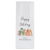 ハッピーホリデーズパインツリーウォーターカラークリスマス ワインギフトバッグ (正面)