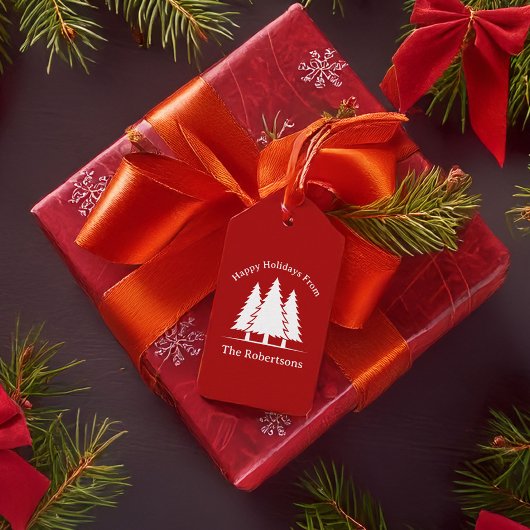 ハッピーホリデーズパインツリーズカントリークリスマス ギフトタグ