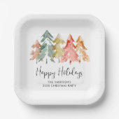 ハッピーホリデーズパインツリーズクリスマスパーティー ペーパープレート (正面)