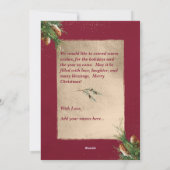 ハッピーホリデーズパインブランチ金ゴールドアクセント写真 シーズンカード (裏面)