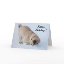 ハッピーホリデーズパグ雪を掘る