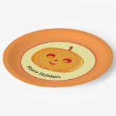 ハッピーホリデーズパンプキン顔 ペーパープレート (アングル)